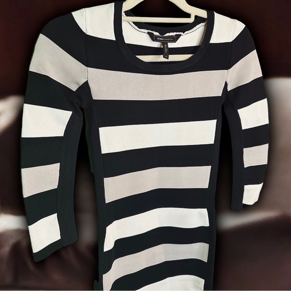 BCBG Max Azria Black & White Striped ‘Kendall’ Bandage Mini Dress Size XS - Picture 12 of 14